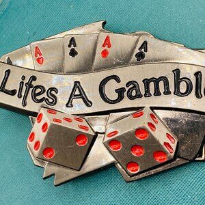 Life is a gamble Belt Buckle gambling dice cards dice - stocking stuffer idea